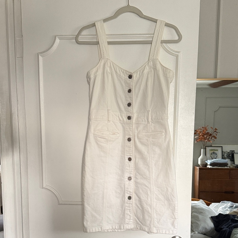 GAP White Button-Front Mini Dress